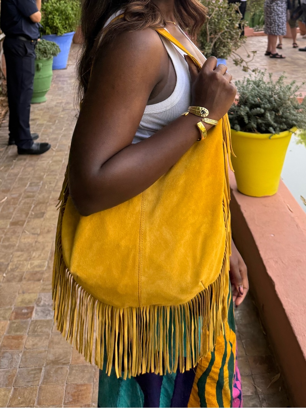 Suede leather tote